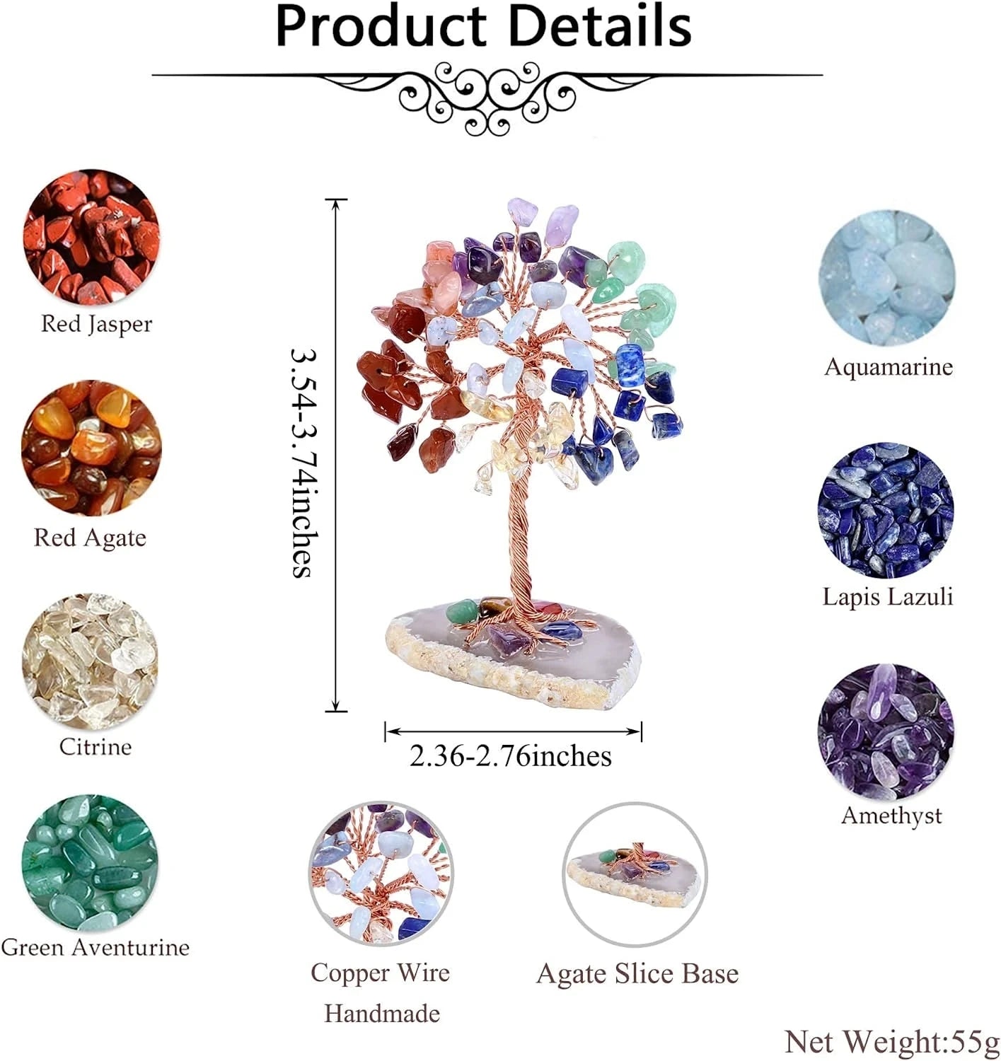 Super Mini Crystal Money Tree with Agate Slice Base – Feng Shui Healing Gemstone Tree for Home Decor 🌳💎