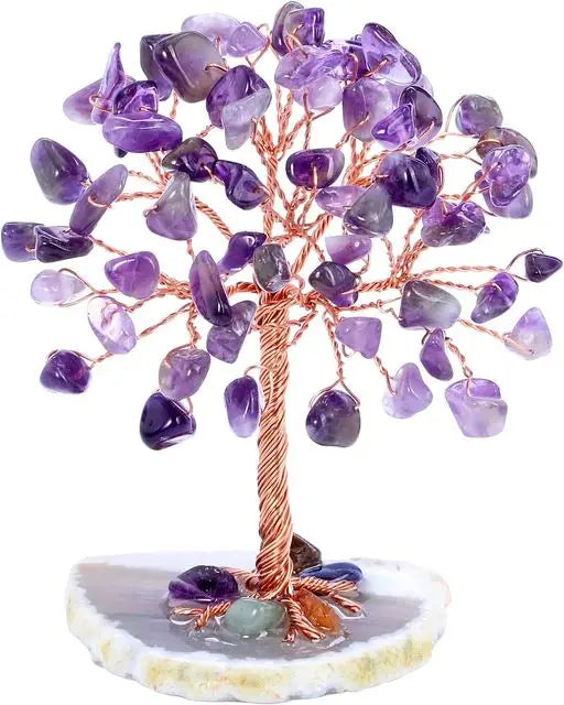 Super Mini Crystal Money Tree with Agate Slice Base – Feng Shui Healing Gemstone Tree for Home Decor 🌳💎