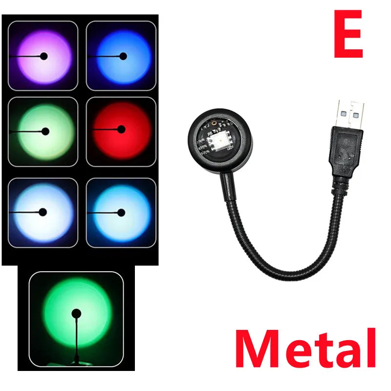 🌅 USB LED Sunset Lamp - LED Rainbow Neon Night Light Projector for Bedroom, Living Room & Photography