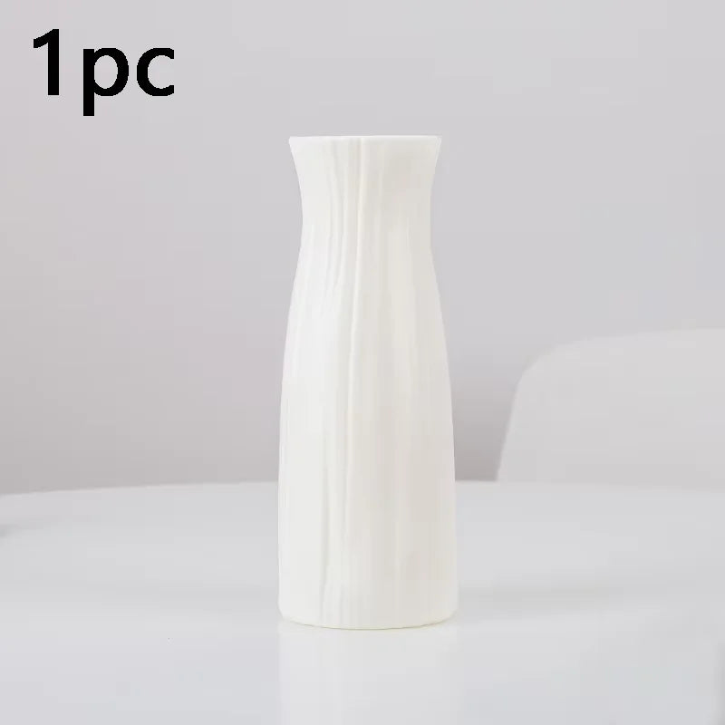 🌿 Modern Nordic White Flower Vase – Elegant Home Décor Accent
