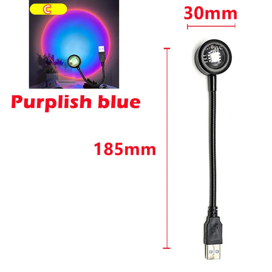 🌅 USB LED Sunset Lamp - LED Rainbow Neon Night Light Projector for Bedroom, Living Room & Photography