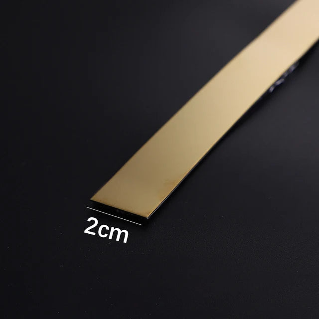 Gold Stainless Steel Wall Sticker Strip – Self-Adhesive Metal Trim for Home & Tile Decoration