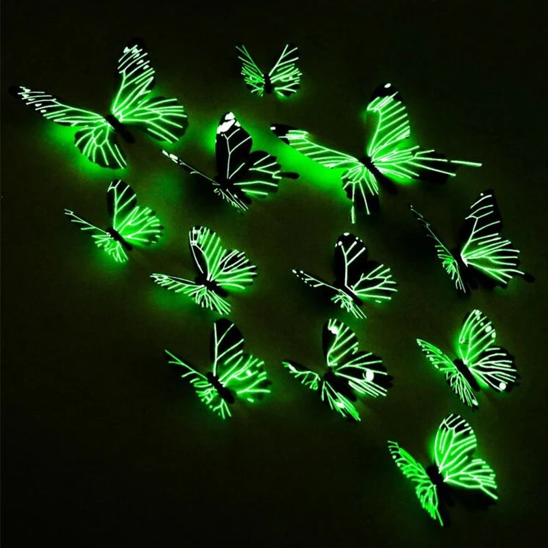 🦋 12Pcs 3D Luminous Butterfly Wall Stickers – Elegant DIY Home Decor & Gift 🎨