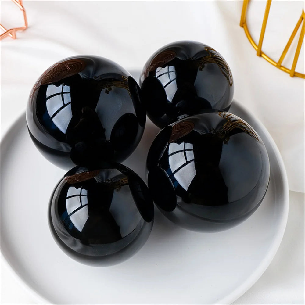 Natural Black Obsidian Sphere – Healing Crystal & Feng Shui Magic Ball 🖤✨