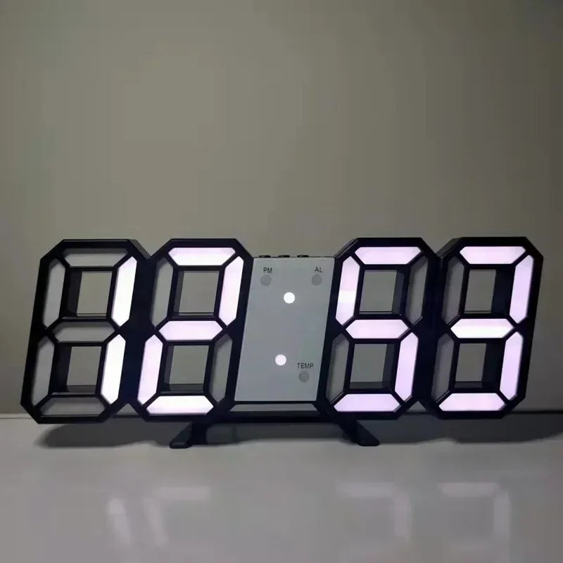 3D LED Digital Wall Clock – Modern Home Decoration with Night Light Mode