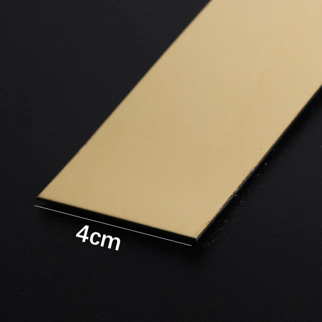 Gold Stainless Steel Wall Sticker Strip – Self-Adhesive Metal Trim for Home & Tile Decoration