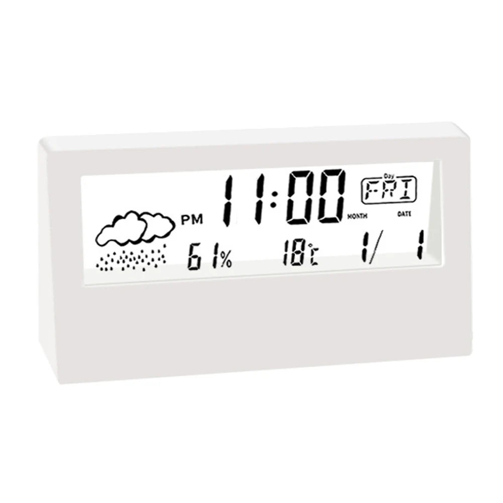 Thermo-Hygrometer Clock – Creative Weather Display Alarm Clock for Bedroom & Living Room