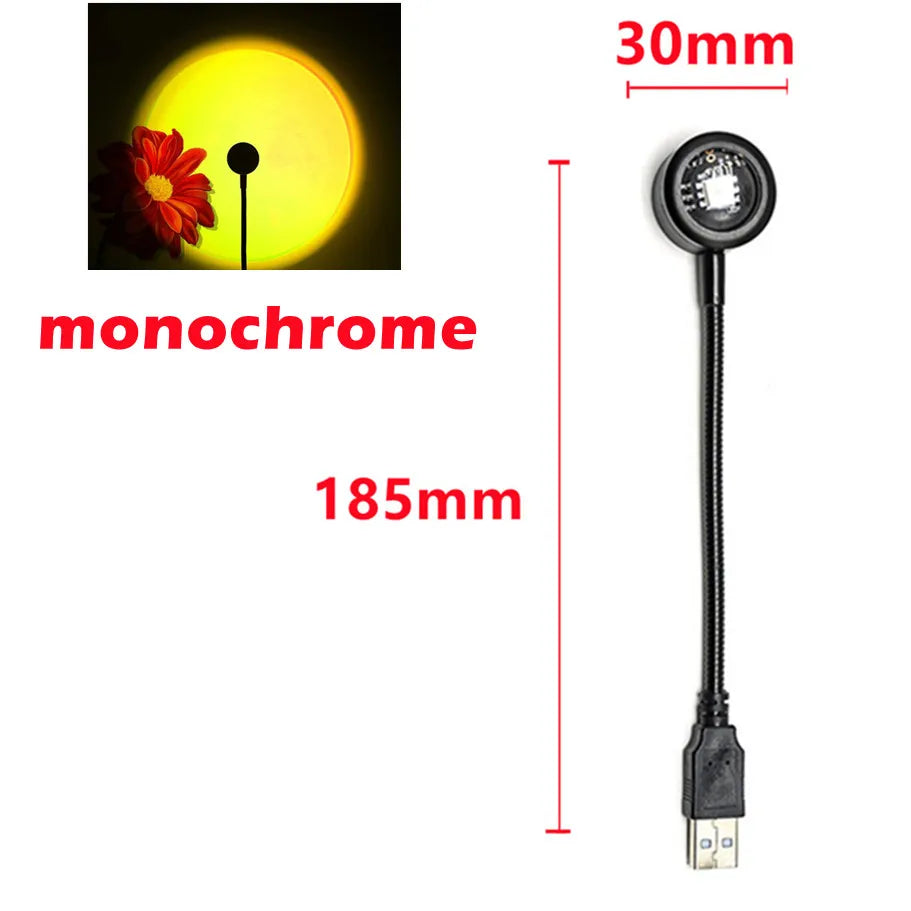 🌅 USB LED Sunset Lamp - LED Rainbow Neon Night Light Projector for Bedroom, Living Room & Photography