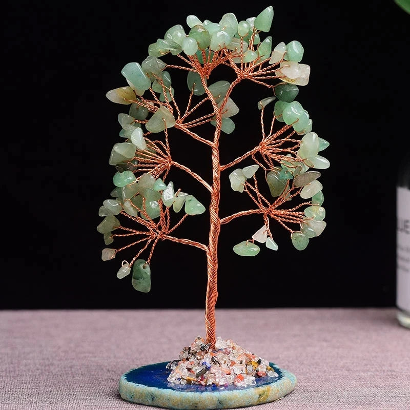 Super Mini Crystal Money Tree with Agate Slice Base – Feng Shui Healing Gemstone Tree for Home Decor 🌳💎