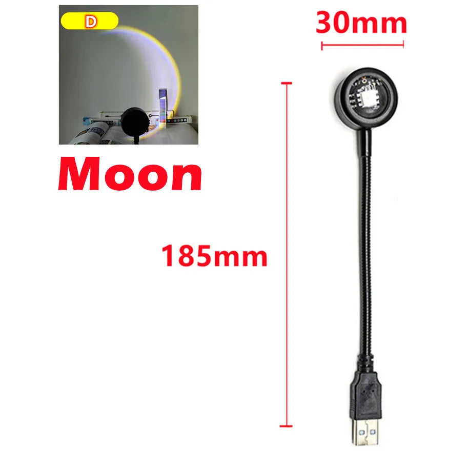 🌅 USB LED Sunset Lamp - LED Rainbow Neon Night Light Projector for Bedroom, Living Room & Photography