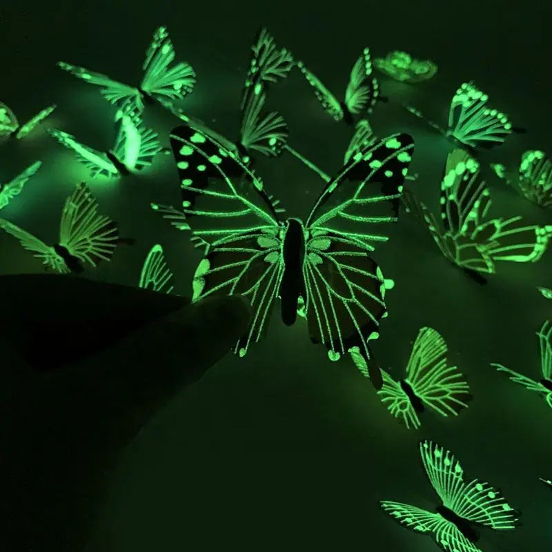 🦋 12Pcs 3D Luminous Butterfly Wall Stickers – Elegant DIY Home Decor & Gift 🎨