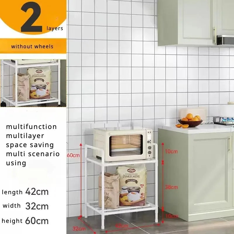 3/4/5/6Layers Kitchen Storage Rack Movable Household Trolley Organizer Floor-Standing Microwave Stove Racks Bathroom Shelves