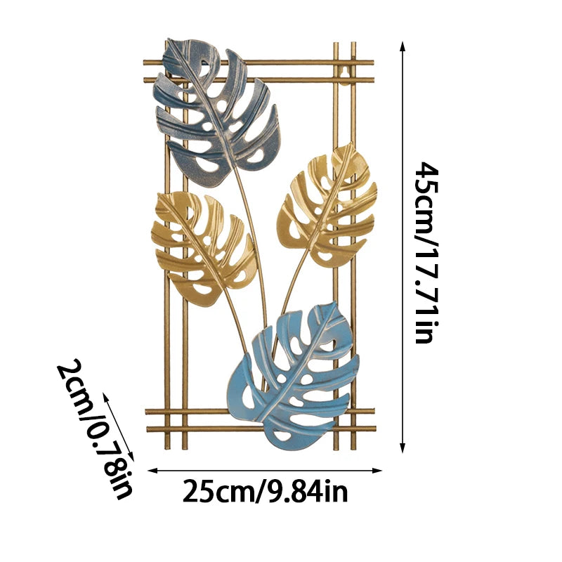 Nordic Metal Leaf Wall Hanging – Elegant Wrought Iron Decor for Home & Living Spaces 🍃✨