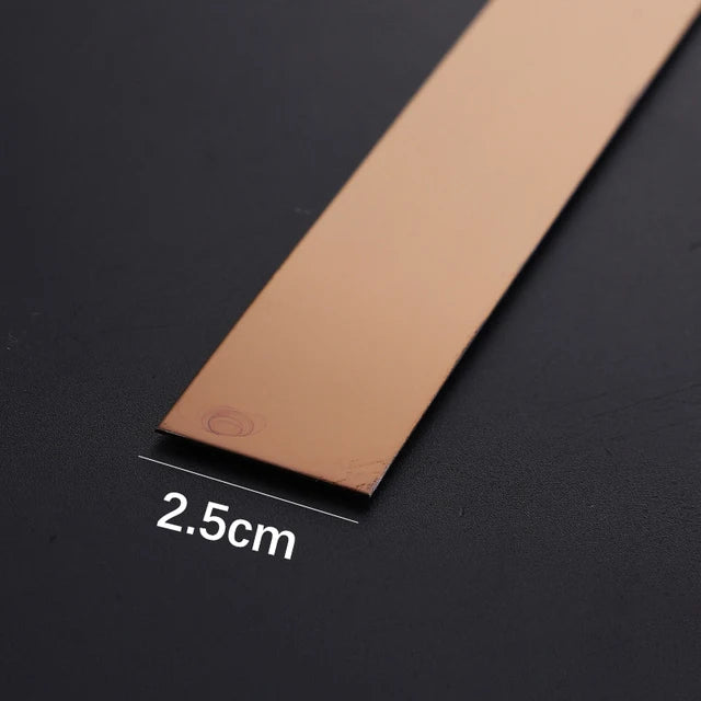 Gold Stainless Steel Wall Sticker Strip – Self-Adhesive Metal Trim for Home & Tile Decoration