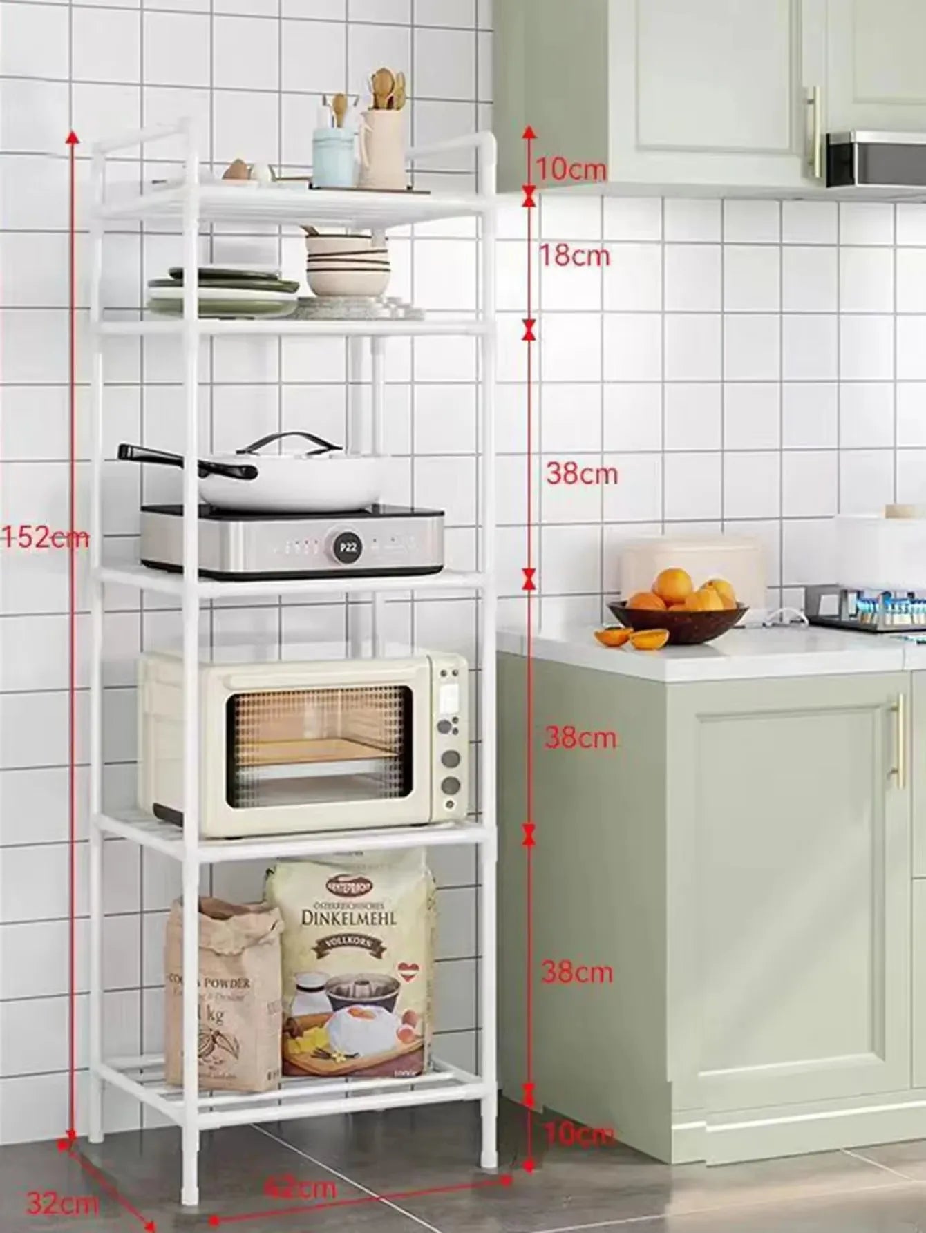 3/4/5/6Layers Kitchen Storage Rack Movable Household Trolley Organizer Floor-Standing Microwave Stove Racks Bathroom Shelves