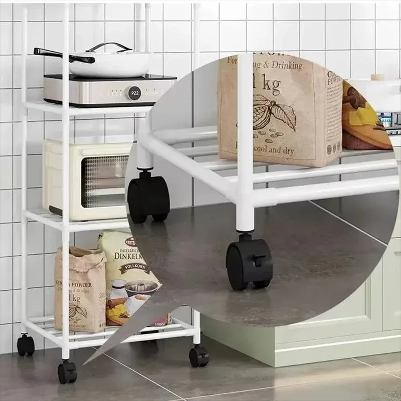 3/4/5/6Layers Kitchen Storage Rack Movable Household Trolley Organizer Floor-Standing Microwave Stove Racks Bathroom Shelves