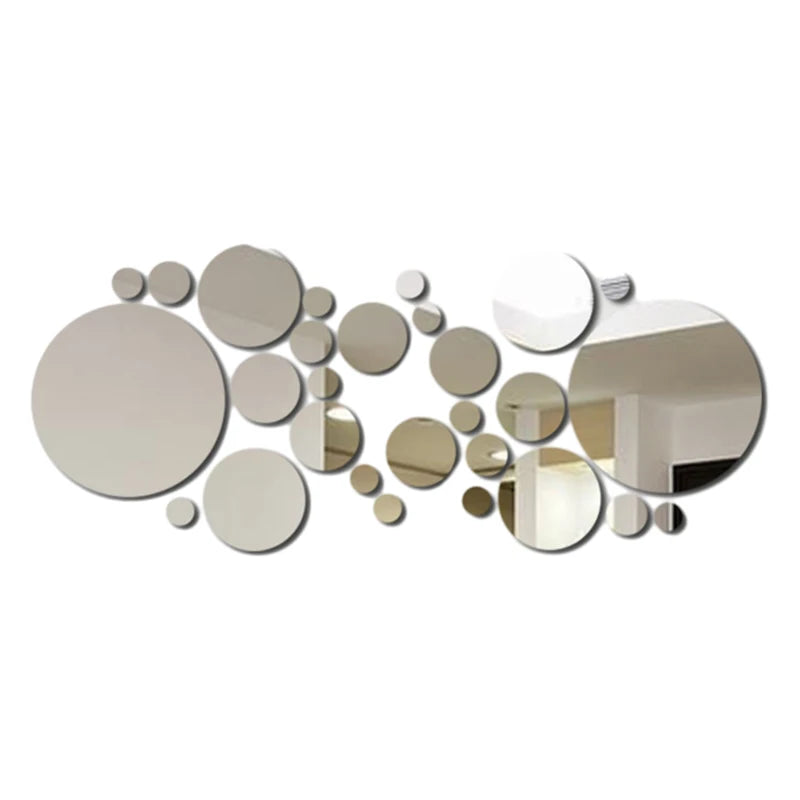 ✨ 26 PCs 3D Acrylic Mirror Wall Stickers – DIY Home Decor for Living & Bedroom