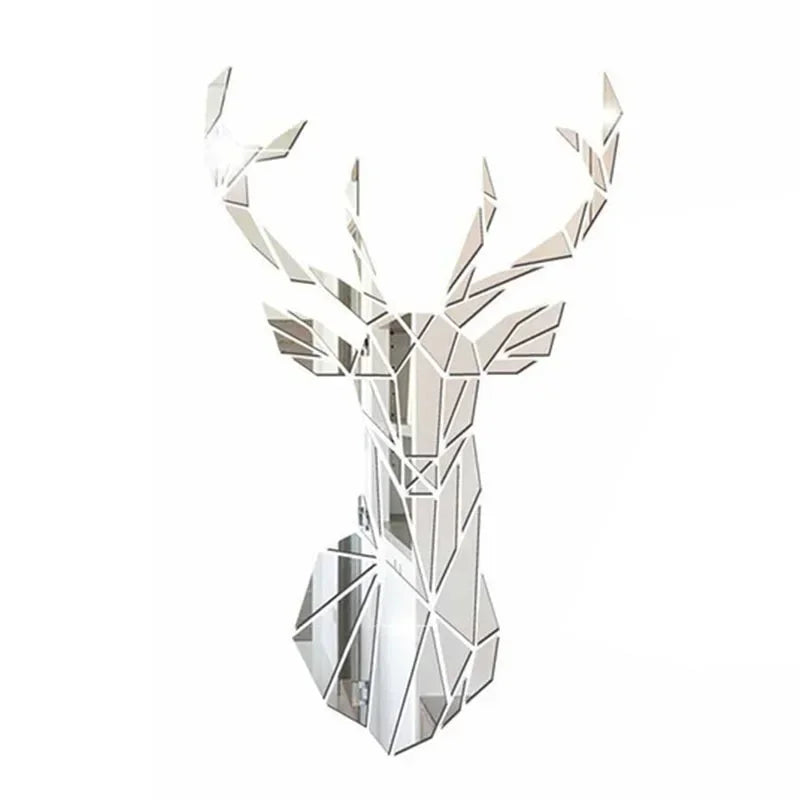 3D Deer Head Mirror Wall Sticker – Nordic Style Acrylic Wall Decal for DIY Home Decor