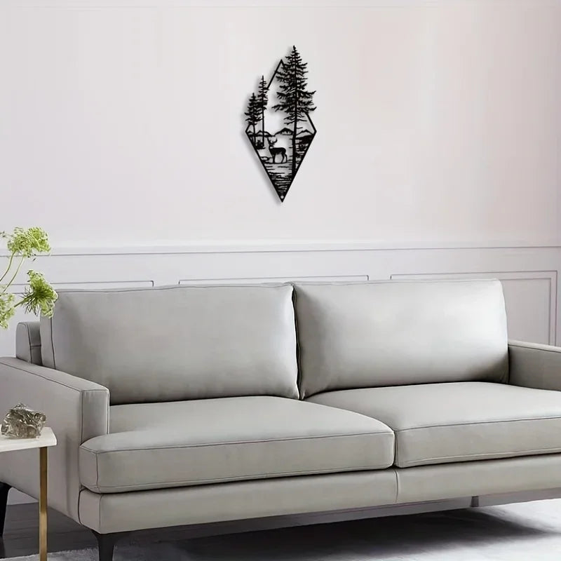 Landscape Metal Wall Art – Deer & Nature Scene Home Decor Ornament