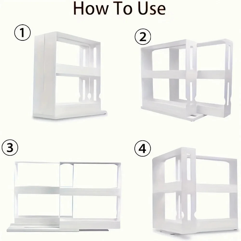 2-Layer Rotating Spice Storage Rack – Space-Saving Kitchen Organizer