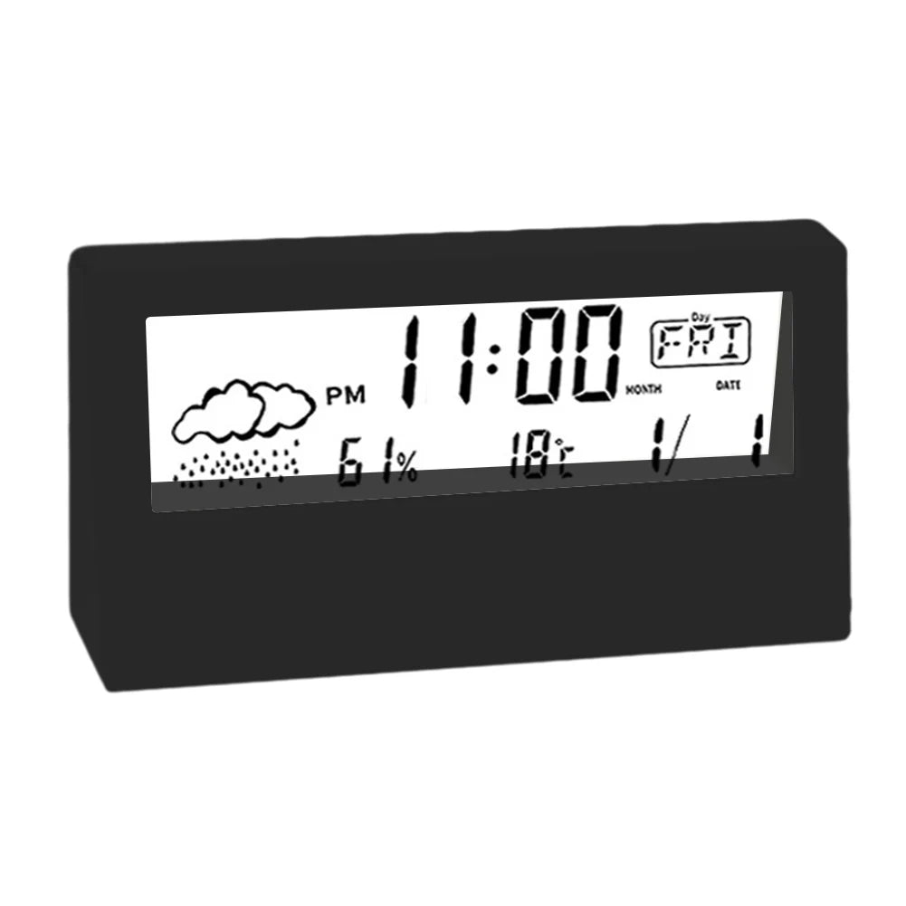 Thermo-Hygrometer Clock – Creative Weather Display Alarm Clock for Bedroom & Living Room