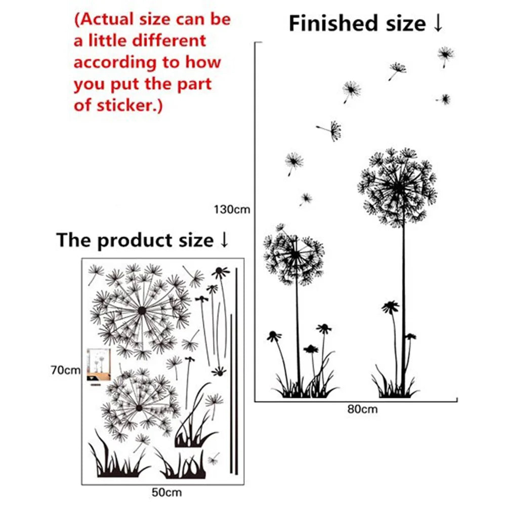 Black Dandelion Wall Sticker – Modern DIY Home Decor for Living Room & Bedroom 🌿✨