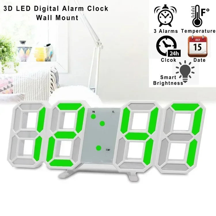 3D LED Digital Wall Clock – Modern Home Decoration with Night Light Mode