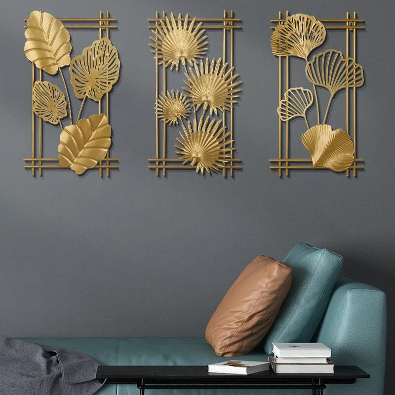 Nordic Metal Leaf Wall Hanging – Elegant Wrought Iron Decor for Home & Living Spaces 🍃✨