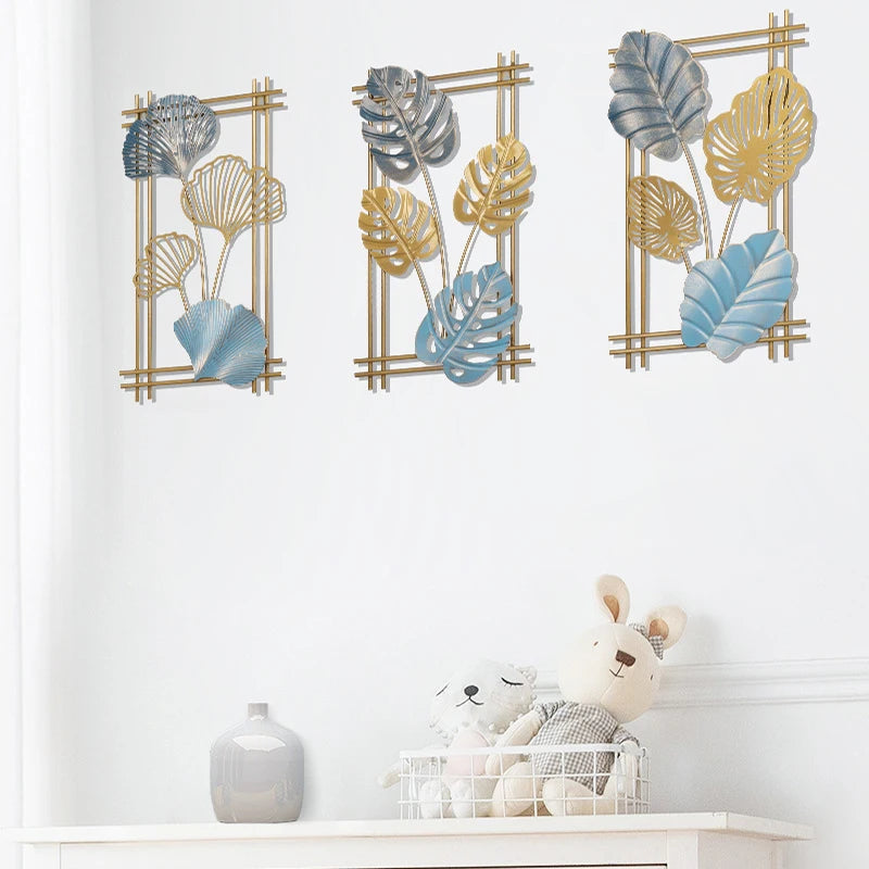 Nordic Metal Leaf Wall Hanging – Elegant Wrought Iron Decor for Home & Living Spaces 🍃✨