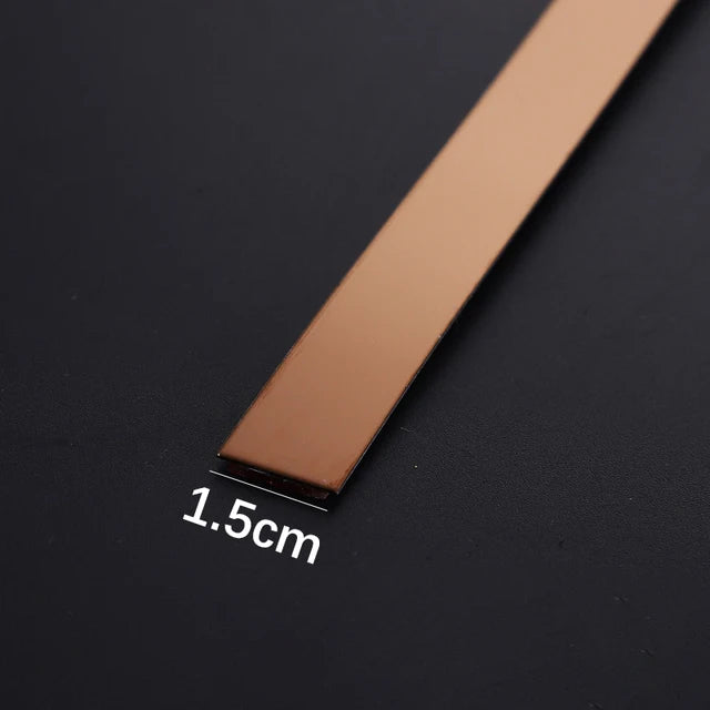 Gold Stainless Steel Wall Sticker Strip – Self-Adhesive Metal Trim for Home & Tile Decoration