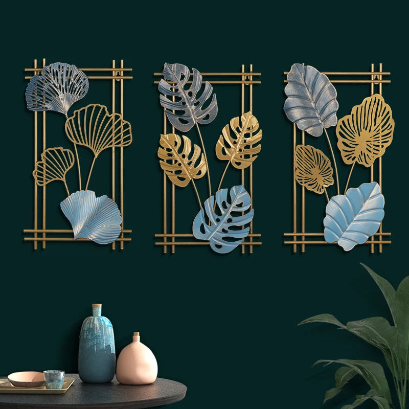 Nordic Metal Leaf Wall Hanging – Elegant Wrought Iron Decor for Home & Living Spaces 🍃✨