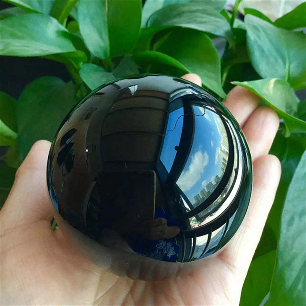 Natural Black Obsidian Sphere – Healing Crystal & Feng Shui Magic Ball 🖤✨