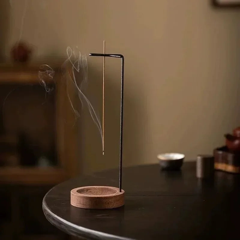 🌿 Creative Upside Down Incense Burner - Wooden Round Incense Stick Holder for Bedroom, Yoga & Home Decor