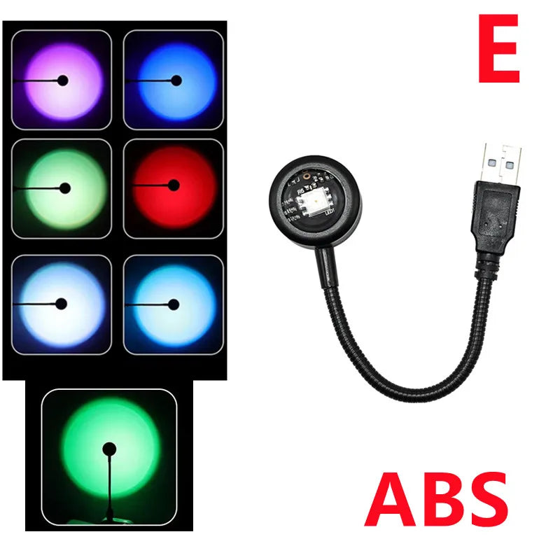 🌅 USB LED Sunset Lamp - LED Rainbow Neon Night Light Projector for Bedroom, Living Room & Photography
