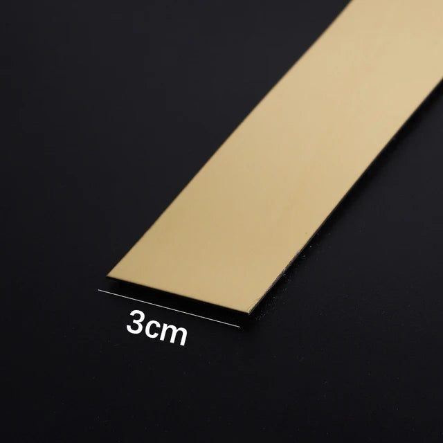 Gold Stainless Steel Wall Sticker Strip – Self-Adhesive Metal Trim for Home & Tile Decoration