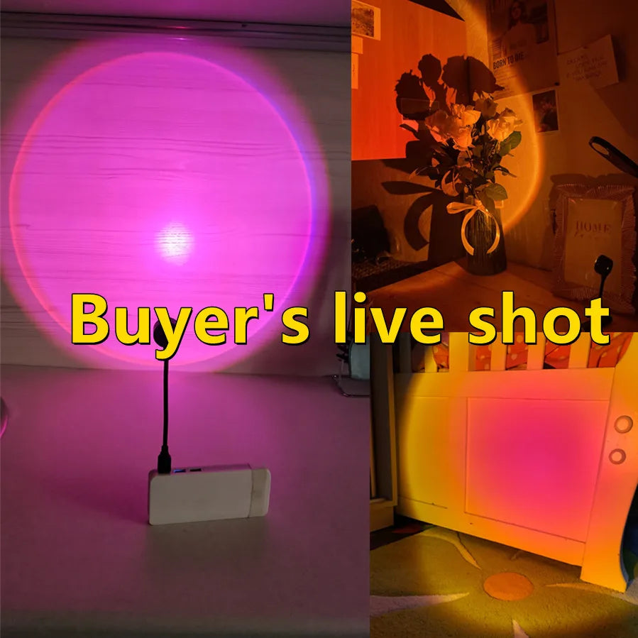 🌅 USB LED Sunset Lamp - LED Rainbow Neon Night Light Projector for Bedroom, Living Room & Photography