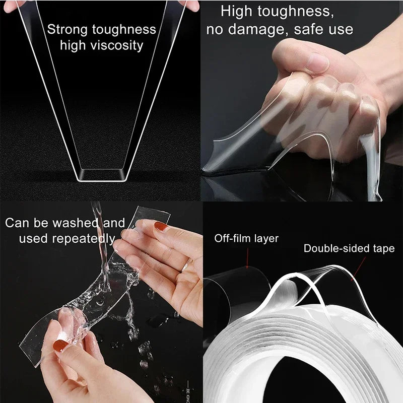 Double-Sided Nano Tape – Transparent, Waterproof & Reusable Wall Stickers
