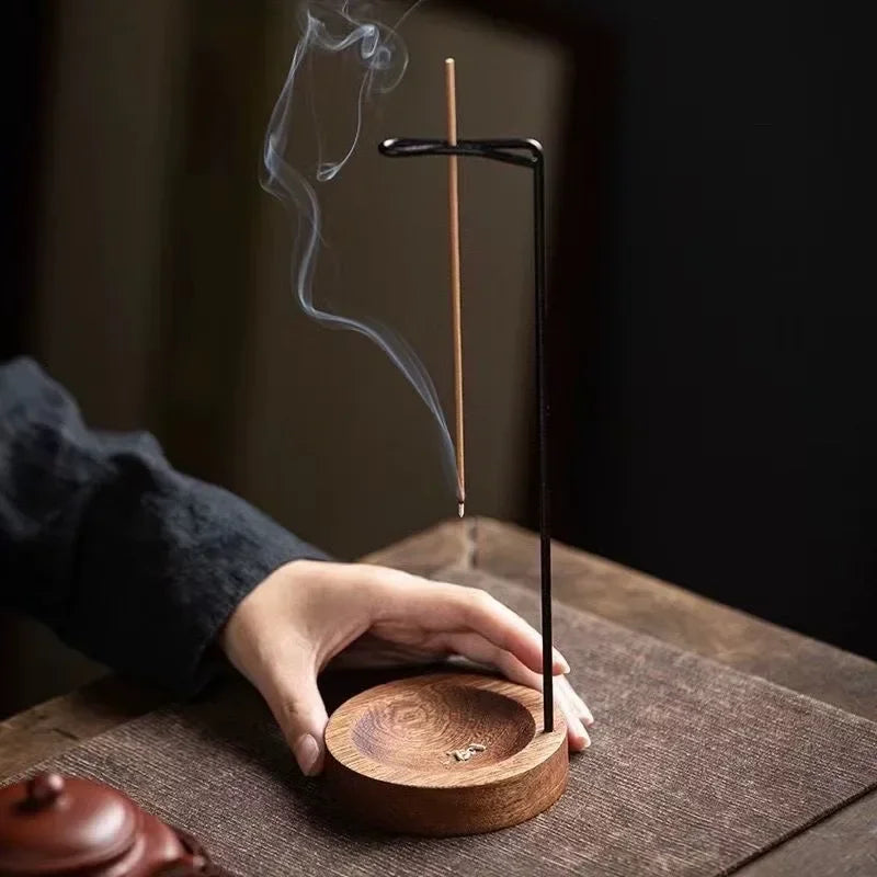 🌿 Creative Upside Down Incense Burner - Wooden Round Incense Stick Holder for Bedroom, Yoga & Home Decor