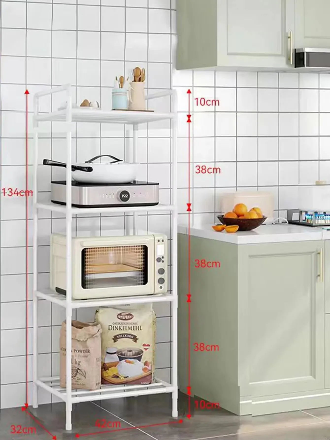 3/4/5/6Layers Kitchen Storage Rack Movable Household Trolley Organizer Floor-Standing Microwave Stove Racks Bathroom Shelves