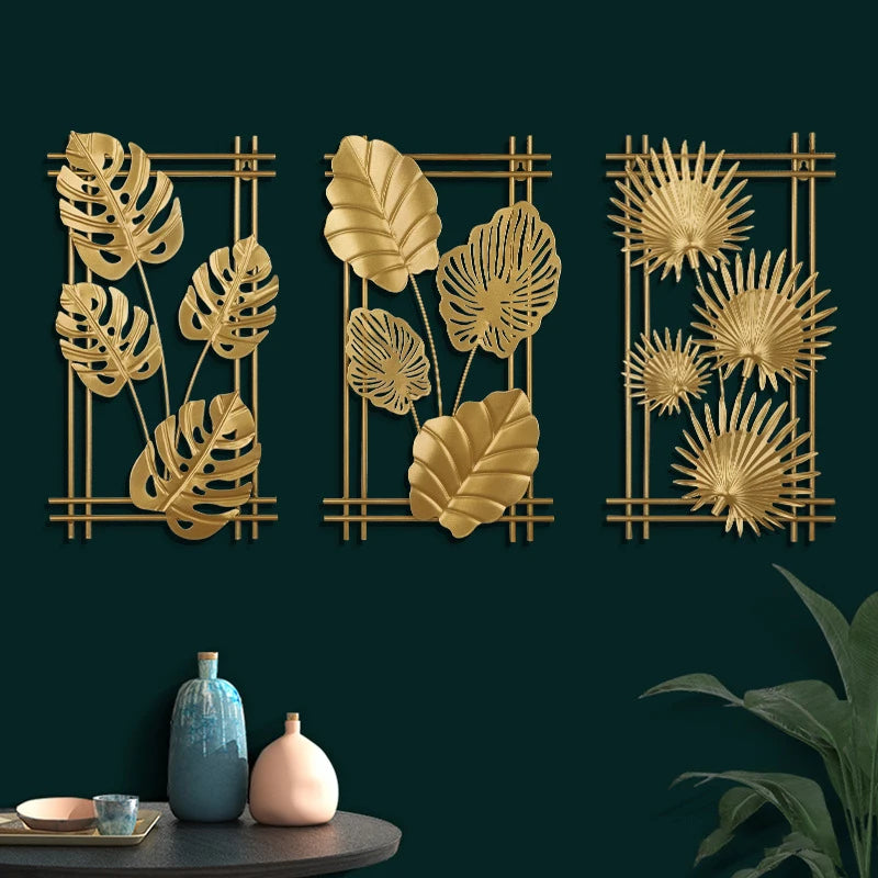 Nordic Metal Leaf Wall Hanging – Elegant Wrought Iron Decor for Home & Living Spaces 🍃✨