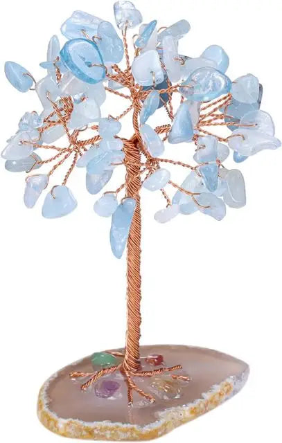 Super Mini Crystal Money Tree with Agate Slice Base – Feng Shui Healing Gemstone Tree for Home Decor 🌳💎
