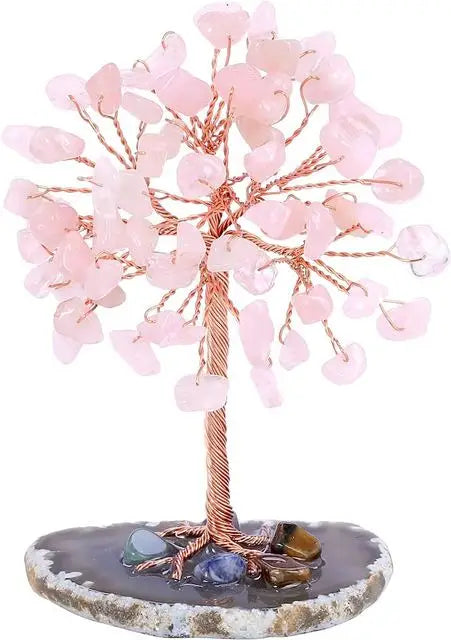 Super Mini Crystal Money Tree with Agate Slice Base – Feng Shui Healing Gemstone Tree for Home Decor 🌳💎