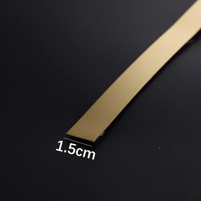 Gold Stainless Steel Wall Sticker Strip – Self-Adhesive Metal Trim for Home & Tile Decoration