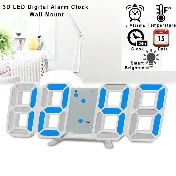 3D LED Digital Wall Clock – Modern Home Decoration with Night Light Mode