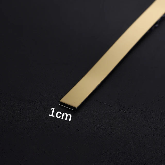 Gold Stainless Steel Wall Sticker Strip – Self-Adhesive Metal Trim for Home & Tile Decoration