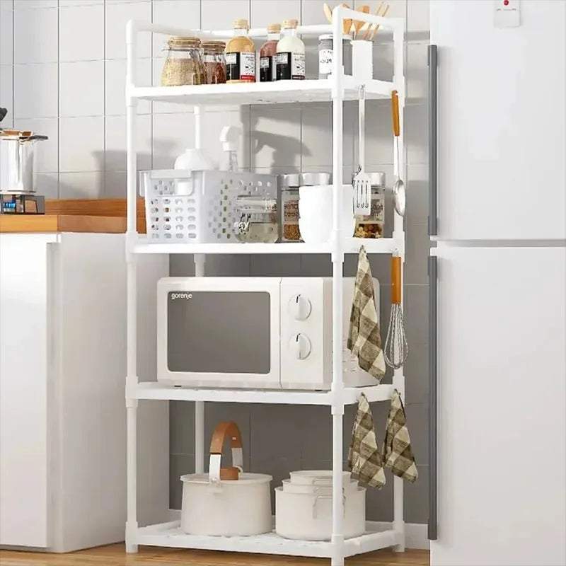 3/4/5/6Layers Kitchen Storage Rack Movable Household Trolley Organizer Floor-Standing Microwave Stove Racks Bathroom Shelves