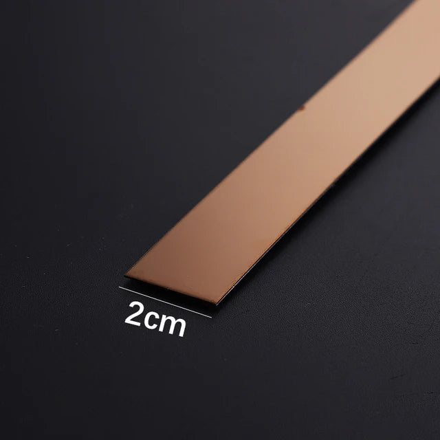 Gold Stainless Steel Wall Sticker Strip – Self-Adhesive Metal Trim for Home & Tile Decoration