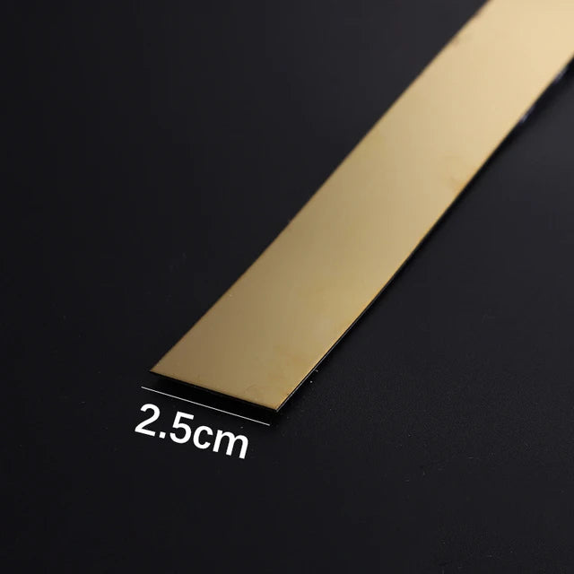 Gold Stainless Steel Wall Sticker Strip – Self-Adhesive Metal Trim for Home & Tile Decoration