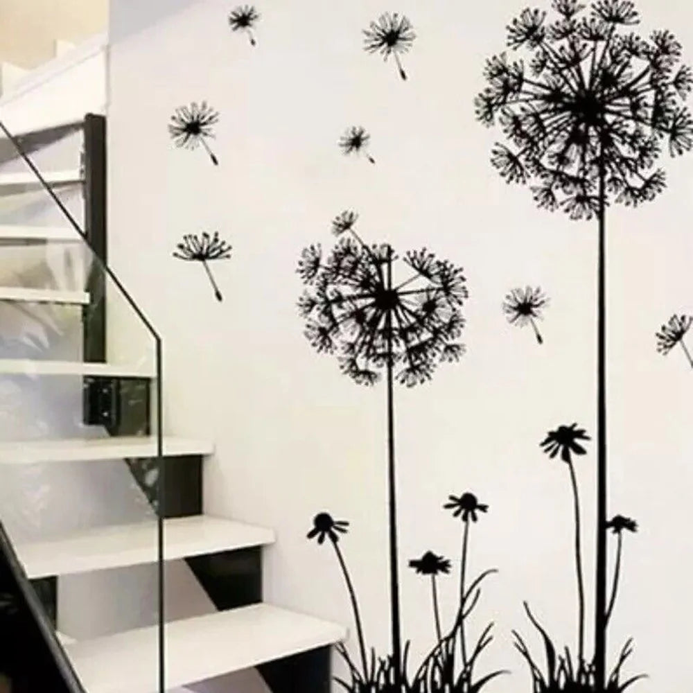 Black Dandelion Wall Sticker – Modern DIY Home Decor for Living Room & Bedroom 🌿✨