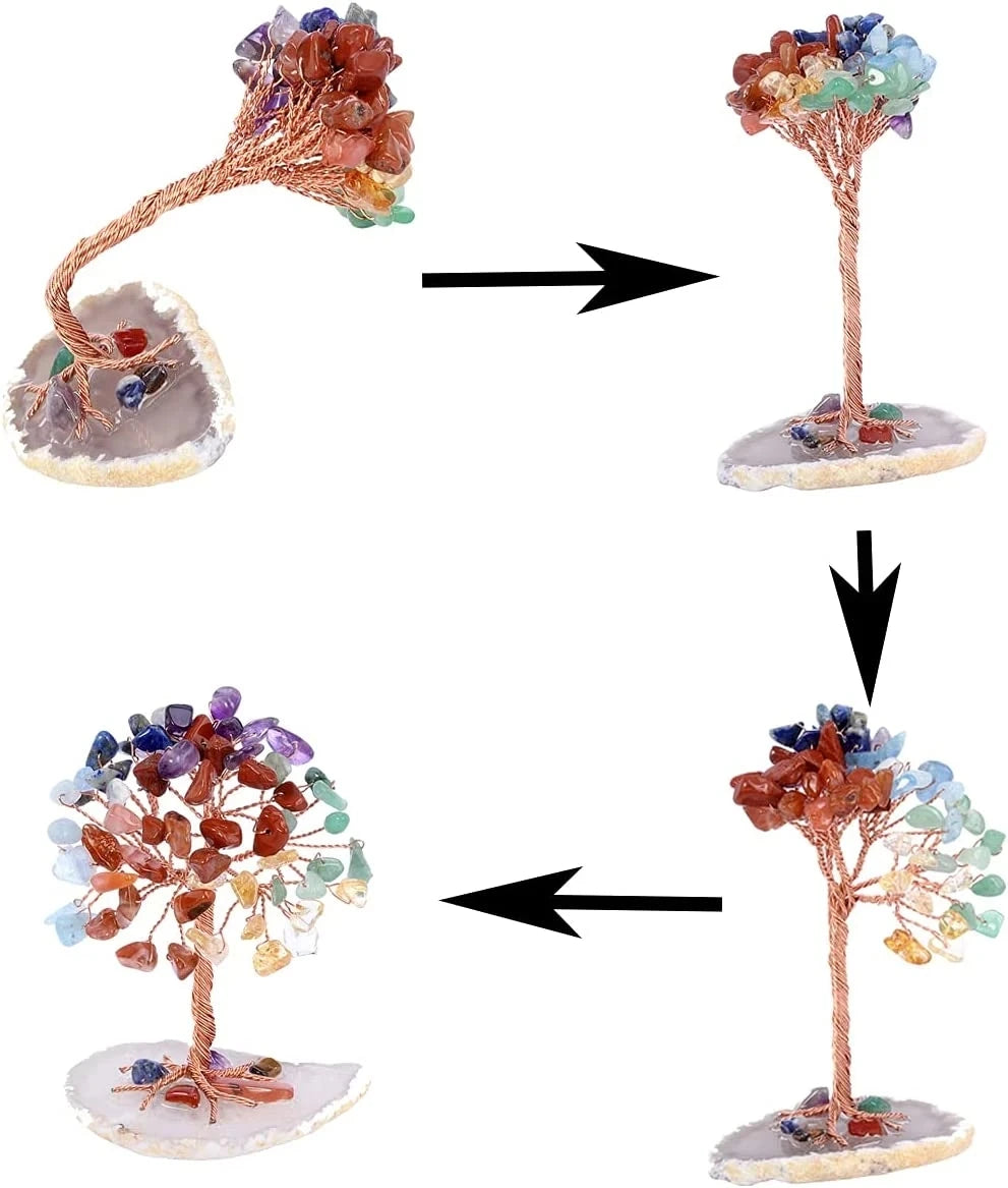 Super Mini Crystal Money Tree with Agate Slice Base – Feng Shui Healing Gemstone Tree for Home Decor 🌳💎